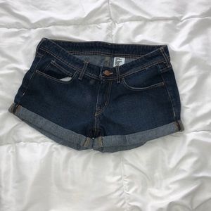 H&M Skinny Low Waist Dark Denim Shorts